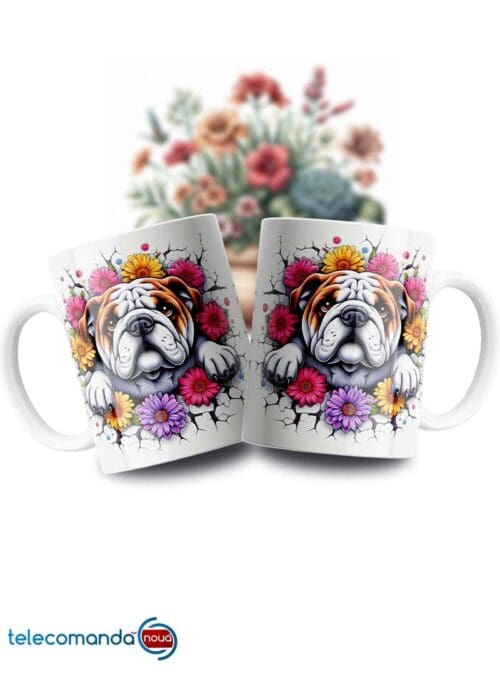 Cană albă personalizată Bulldog