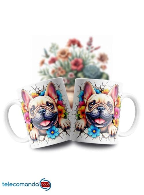 Cană albă personalizată cu Bulldog Frances