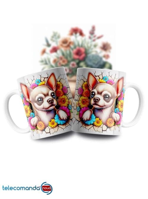 Cană albă personalizată Chihuahua