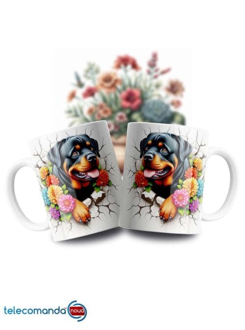 Cană albă personalizată Rottweiler